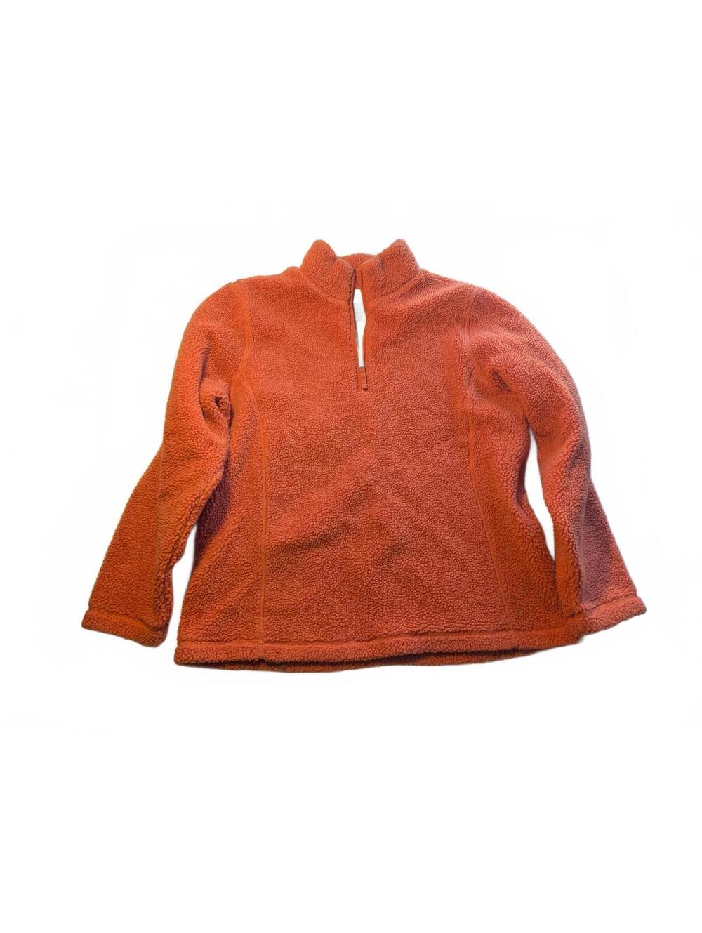Lands' End Orange Sherpa Fleece Pullover, Size Medium